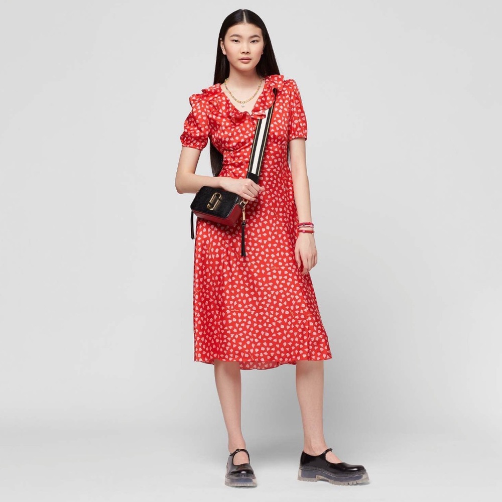 Marc Jacobs The Snapshot Leather Bag Red Black - Picture 7 of 12